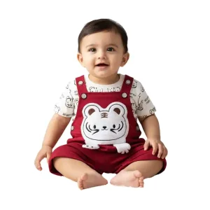 Baby Tiger Print Romper Dungarees Set